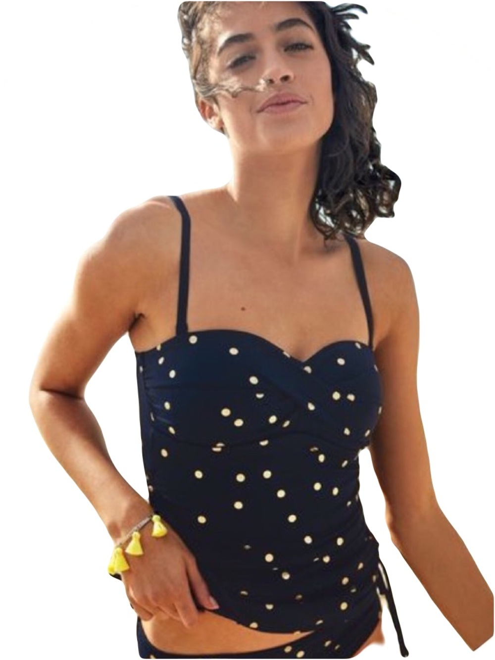 NWT Boden navy shimmery polkadot tankini top bathing suit beach pool party 6